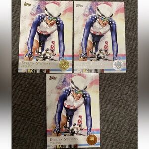 2012 Topps Olympic Trading Cards - Evelyn Stevens Gold Silver & Bronze Parallel